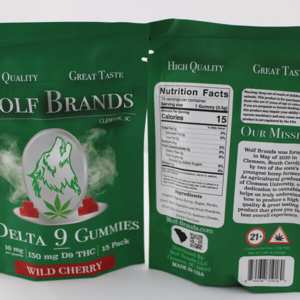 Hemp Derived Delta 9 Gummies Wild Cherry Back